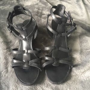 Franco Sarto Wedge Black Gladiator Sandals